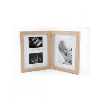 Κορνίζα "SCAN/NEWBORN"ξύλινη διπλή 35x22,5cm