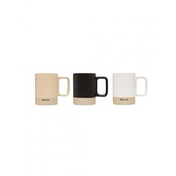 Κούπα κεραμική 3χρώμ./DRINK/RELAX/REFILL 36cl/12,3x8x10,8cm