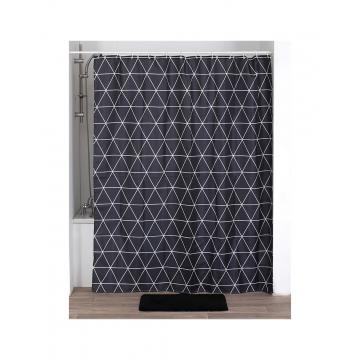 Κουρτίνα μπάνιου μαύρη/λευκοί ρόμβοι 180x200cm