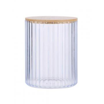 Κουτί για βαμβάκι με καπάκι bamboo Φ9,5 Η13,5cm