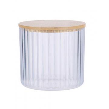 Κουτί για βαμβάκι με καπάκι bamboo Φ9,5 Η9,4cm