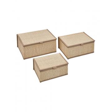 Κουτιά αποθήκευσης bamboo λευκό ύφασμα S/3 33,5x25,5x15cm