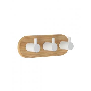 Κρεμάστρα τριπλή μεταλ.λευκή/bamboo βάση 10.8 x 15.8 x 3.5 cm