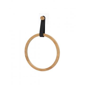 Κρίκος bamboo με δερμ.λουρί μαύρο/sticker Φ21 Η30cm