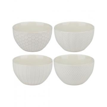 Μπωλ κεραμ. Λευκό 4σχέδια 320ml/Φ11H6,5 cm