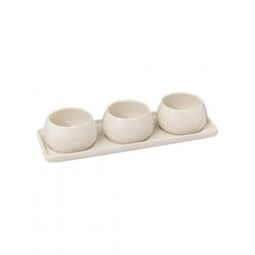 Μπωλ σερβ."NORA"STONEWARE λευκό σετ3 σε βάση Φ9,5 Η5cm