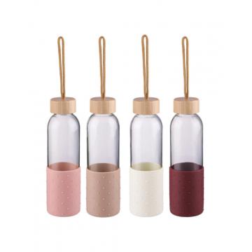 Μπουκάλι γυάλινο νερού με θήκη/4χρώμ. 500ml/6,5x23cm
