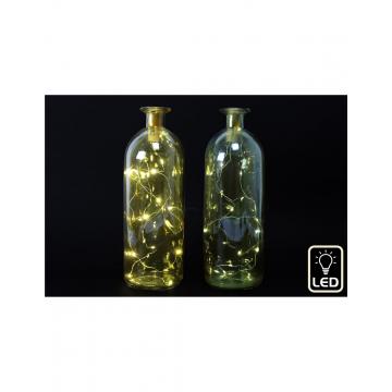 Μπουκάλι / κηροπήγιο γυάλινο με LED Φ9Χ26cm