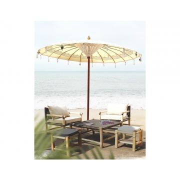Ομπρέλα  Teak wood λευκό αδιαβρ.ύφασμα  D 300cm