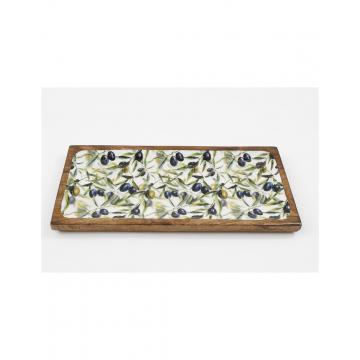 Πιατέλα  mango enamel OLIVE 40x19cm