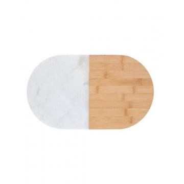 Πιατέλα σερβ.bamboo με μάρμαρο οβαλ 37Χ22
