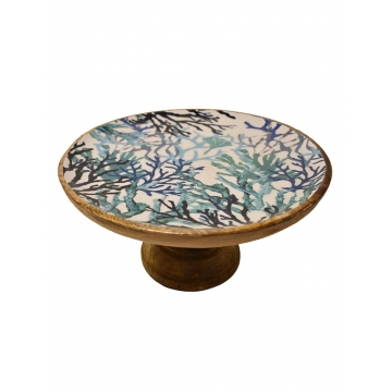 Πιατέλα σερβ.με πόδι  mango enamel blue coral Φ30Χ13