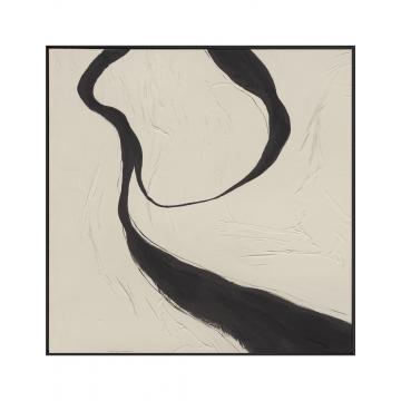 Πίνακας "hand relief paint" αφηρ.μαύρο/εκρού σε κάδρο 100x100 cm