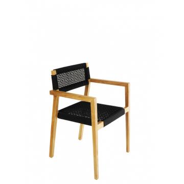 Πολυθρόνα  "CHARLOTTE" Teak wood/μαύρη πλέξη 59x55x83 cm