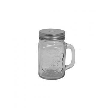 Ποτήρι γυαλ.λαβή & inox καπάκι 400ml