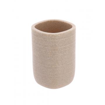 Ποτήρι μπάνιου polyresin ριγέ αν.καφέ 7,5x11
