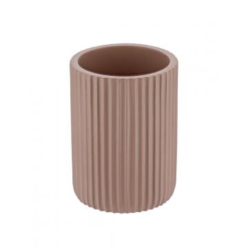 ποτήρι μπανιου polyresin ριγέ cappuccino 7x9.5cm