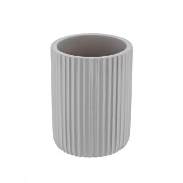 ποτήρι μπανιου polyresin ριγέ cement γκρι 7x9.5cm