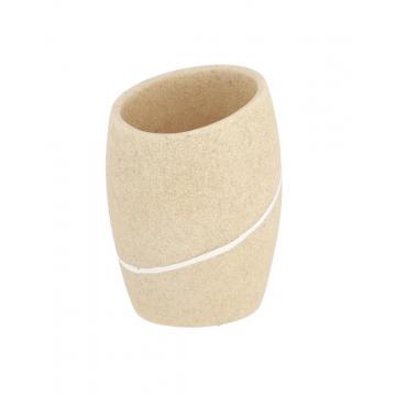 Ποτήρι μπάνιου polyresin/stone effect/φυσικό  7.2x6.5x9,8cm