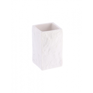 Ποτήρι μπάνιου polyresin τετρ.stone λευκό