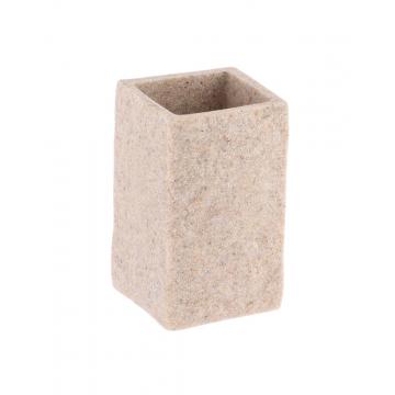 Ποτήρι μπάνιου polyresin τετρ.stone μπεζ