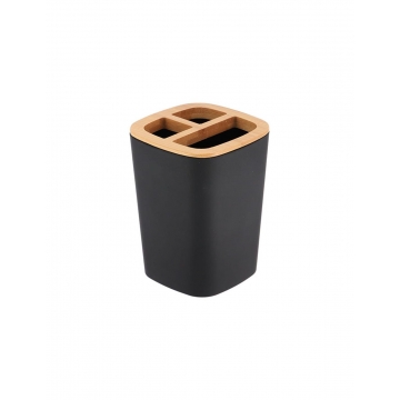 Ποτήρι μπάνιου rubber με χωρίσματα μαύρο με bamboo