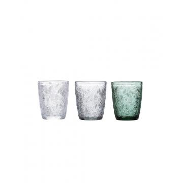 Ποτήρι νερού γυαλ.φύλλα/3χρώματα 30cl/8x9,7cm
