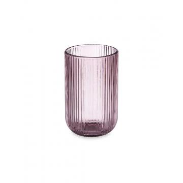 Ποτήρι νερού γυαλ.ροζ ριγωτό 430ml/7,9x12,8cm