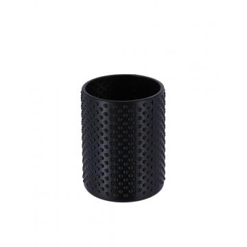 Ποτήρι οδοντόβουρτσας γυαλ.μαύρο dots Φ7.8 H 10 cm