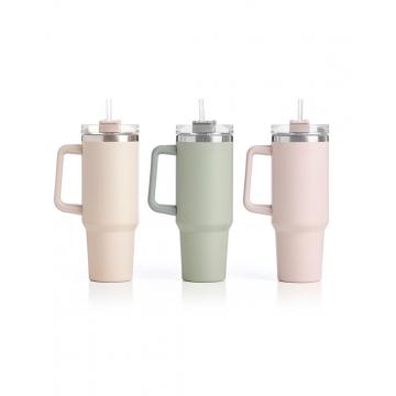 Ποτήρι θερμός με καλαμάκι/3χρώματα 1200ml/10x32cm