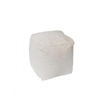 Πουφ μπουκλέ εκρού 45Χ45Χ45cm