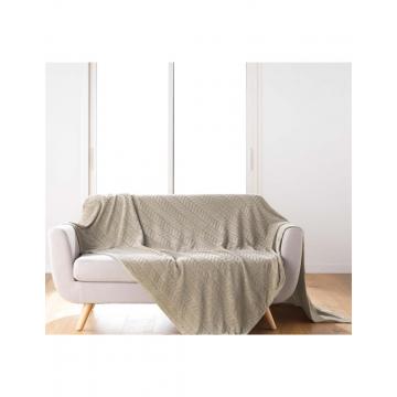 Ριχτάρι embossed flannel μπεζ/γκρι 180x220cm