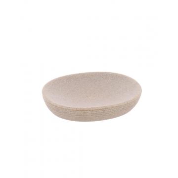 Σαπουνοθήκη polyresin ριγέ  αν.καφέ 13,5x11,5cm