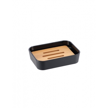 Σαπουνοθήκη rubber μαύρη με bamboo