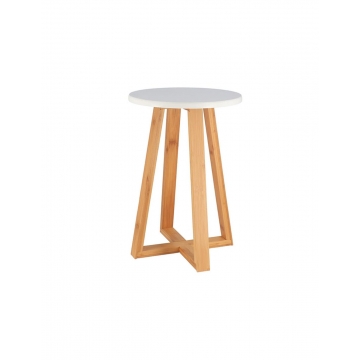 Σκαμπώ ξύλινο λευκό bamboo 30Χ43