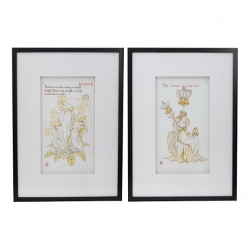 Artekko Botanical Πίνακας με Κορνίζα Πλαστικό Γυαλί Μαύρο Λευκό (50x3x70)cm Σετ/2