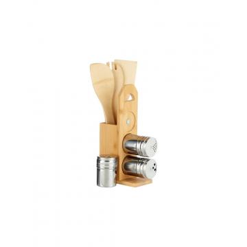 Θήκη bamboo μαγνητ.κουτάλες&βάζα μπαχαρικών σετ7pcs 15x7,5H32,5cm