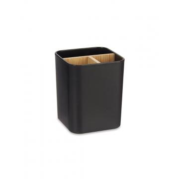 Θήκη κουζίνας μαύρη/bamboo χωρίσματα 9 x 9 x 11 cm