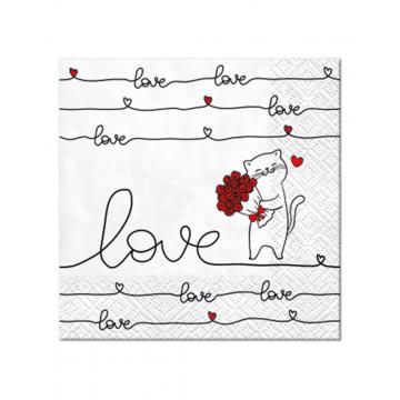 Χαρτοπετσέτες 3φυλλες coctail"LOVE" 25x25 set20pcs