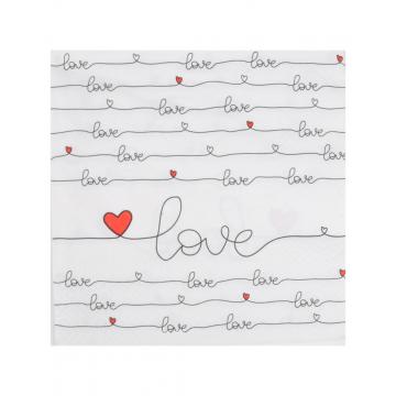 Χαρτοπετσέτες 3φυλλες"LOVE" 33x33 set20pcs